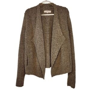 EUC Ann Taylor LOFT Italian Yarn Brown Textured Cozy Cardigan Sweater Medium‎